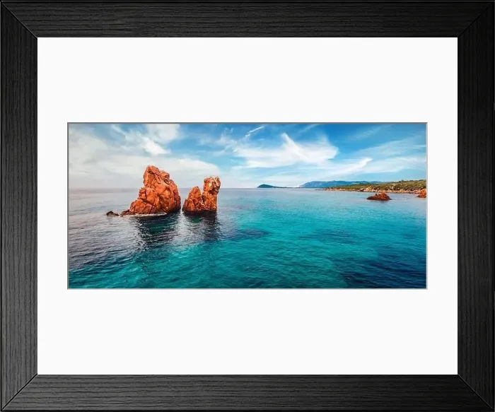 Framed Print : View from flying drone. Splendid morning scene of Sardinia island Framed Print : View from flying drone. Splendid morning scene of Sardinia island