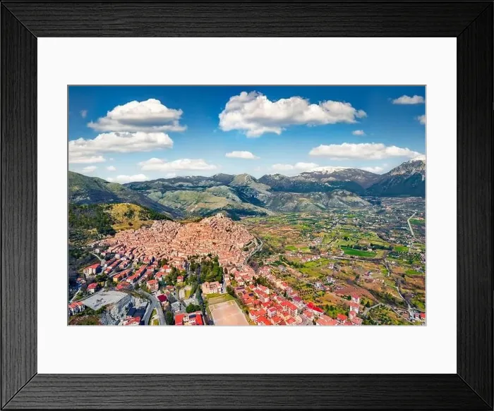Framed Print : View from flying drone of Morano Calabro town Framed Print : View from flying drone of Morano Calabro town