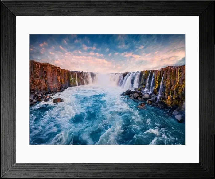 Framed Print : View from flying drone of Selfoss Waterfall Framed Print : View from flying drone of Selfoss Waterfall