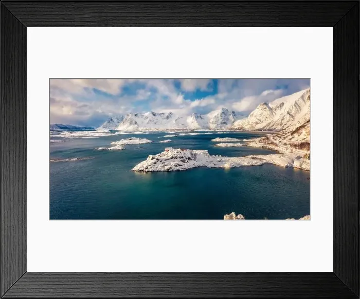 Framed Print : View from flying drone of Sandvika bay