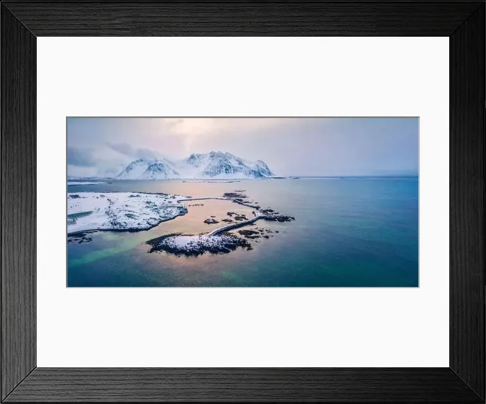 Framed Print : View from flying drone of small fishing village - Hovsund Framed Print : View from flying drone of small fishing village - Hovsund