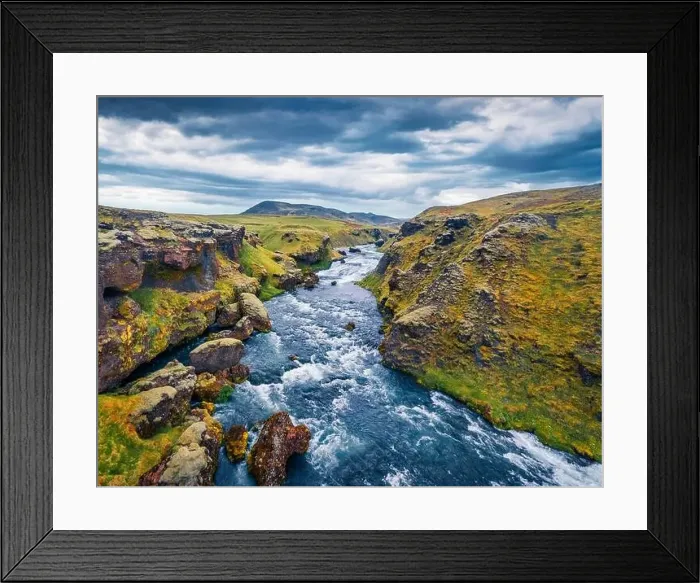 Framed Print : View from flying drone of Skoga river Framed Print : View from flying drone of Skoga river