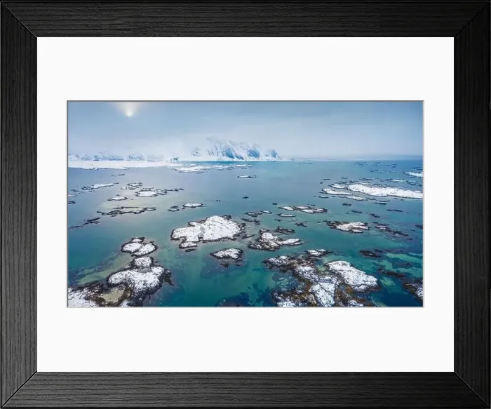 Framed Print : View from flying drone of Valvika bay Framed Print : View from flying drone of Valvika bay