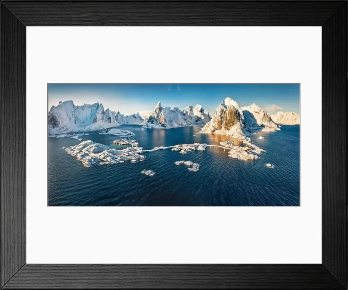 Framed Print : View from flying drone Hamnoy, Sakrisoy and Reine villeges Framed Print : View from flying drone Hamnoy, Sakrisoy and Reine villeges
