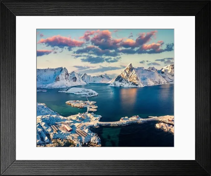 Framed Print : View from flying drone of Sakrisoy villege Framed Print : View from flying drone of Sakrisoy villege