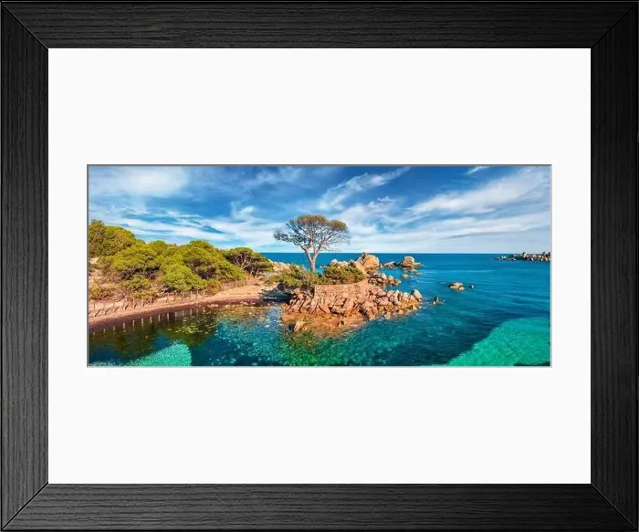 Framed Print : Panoramic view from flying drone of Tamaricciu beach Framed Print : Panoramic view from flying drone of Tamaricciu beach