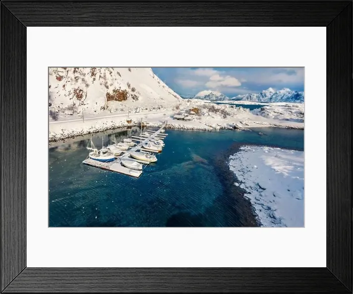 Framed Print : Bright morning view from flying drone of Finnhamnen Framed Print : Bright morning view from flying drone of Finnhamnen