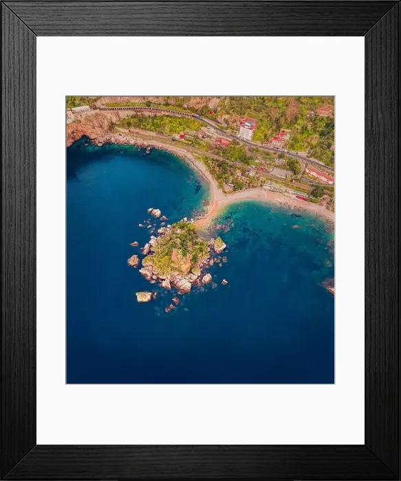 Framed Print : View from flying drone of Bella island Framed Print : View from flying drone of Bella island