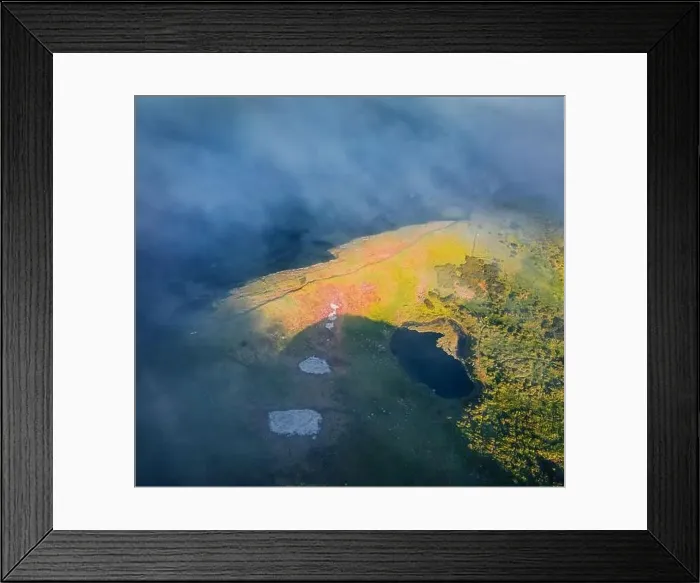 Framed Print : Straight down view from flying drone of Nesamovyte lake Framed Print : Straight down view from flying drone of Nesamovyte lake
