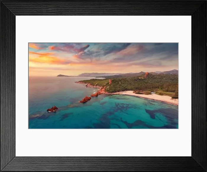 Framed Print : Colorful summer view from flying drone of di Cea beach with Red Rocks Gli Scogli Rossi - Faraglioni Framed Print : Colorful summer view from flying drone of di Cea beach with Red Rocks Gli Scogli Rossi - Faraglioni