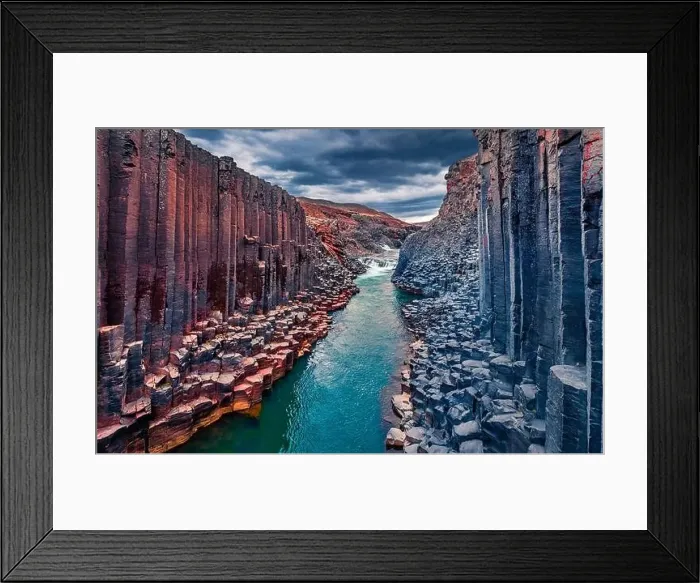 Framed Print : Awesome summer scene of Studlagil Canyon Framed Print : Awesome summer scene of Studlagil Canyon