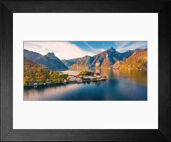 Framed Print : View from flying drone of Maria Kronung church Framed Print : View from flying drone of Maria Kronung church