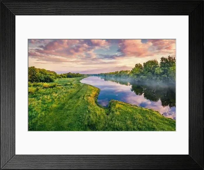 Framed Print : Colorful summer scene on the shore of Strypa river Framed Print : Colorful summer scene on the shore of Strypa river