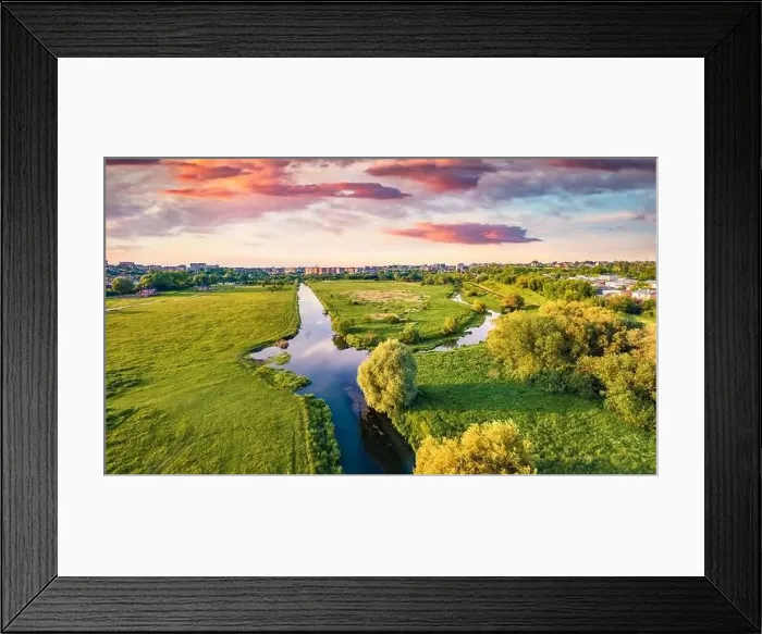 Framed Print : View from flying drone of outskirts of Ternopil city Framed Print : View from flying drone of outskirts of Ternopil city