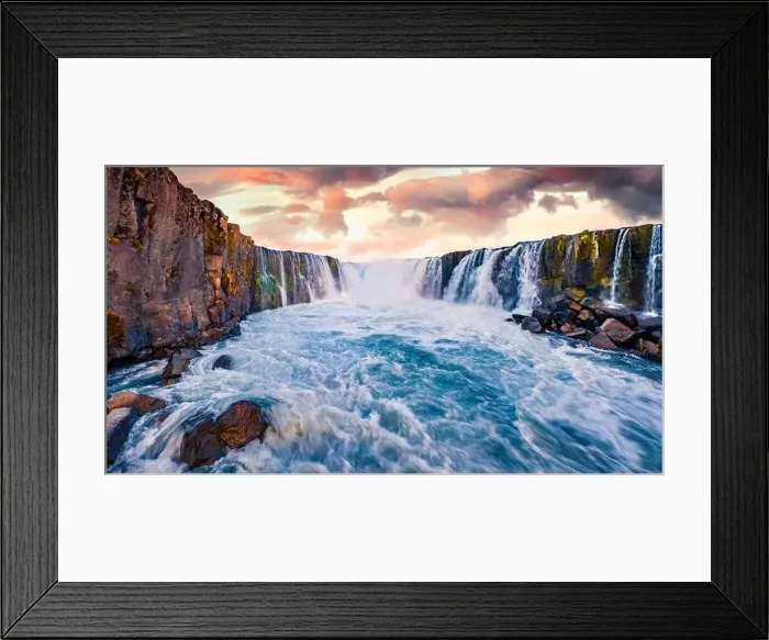 Framed Print : Unbelievable morning view from flying drone of Selfoss Waterfall