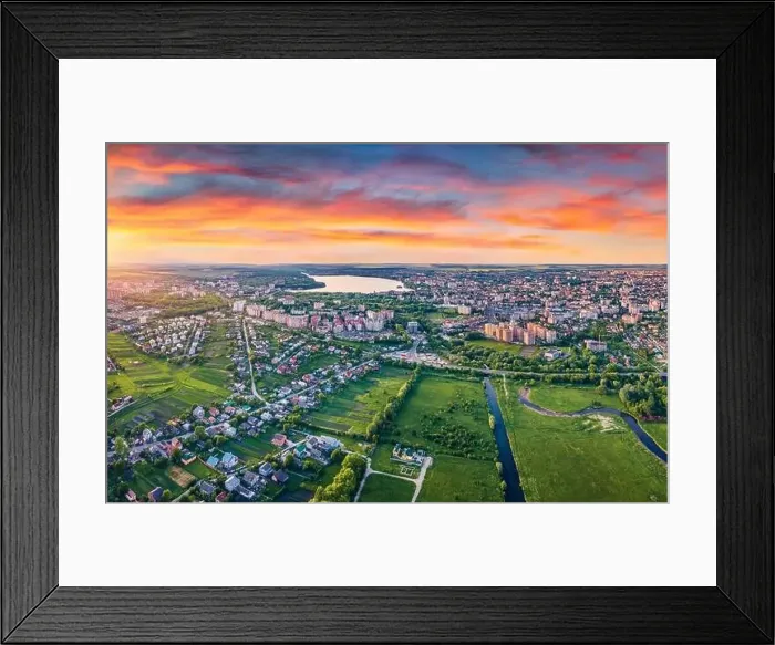 Framed Print : View from flying drone of Ternopil city Framed Print : View from flying drone of Ternopil city