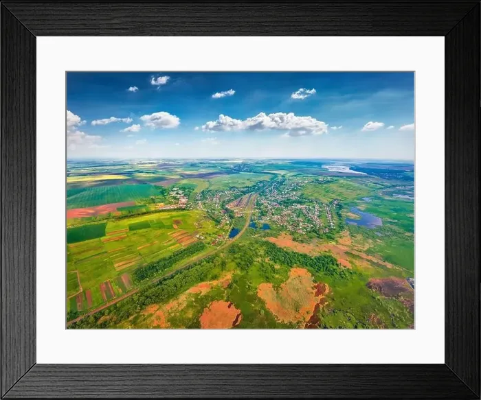 Framed Print : Aerial summer view of flooded valley Framed Print : Aerial summer view of flooded valley