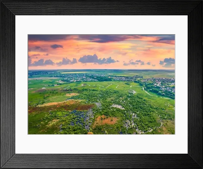 Framed Print : Aerial summer view of flooded valley Framed Print : Aerial summer view of flooded valley