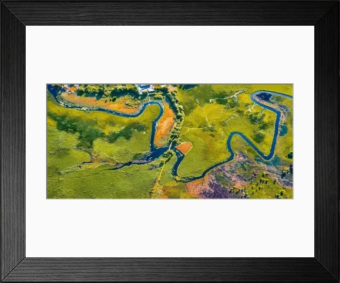 Framed Print : Straight dawn panoramic view from flying drone of bridge over Seret river Framed Print : Straight dawn panoramic view from flying drone of bridge over Seret river
