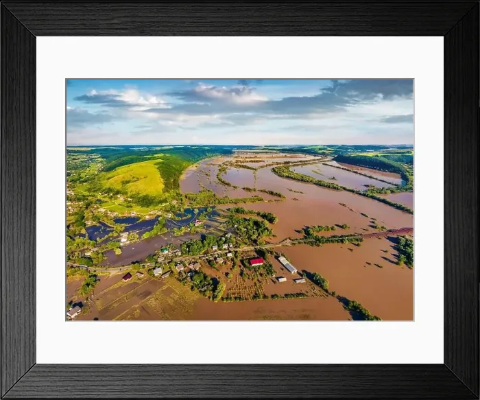 Framed Print : Flooded villages in western Ukraine Framed Print : Flooded villages in western Ukraine