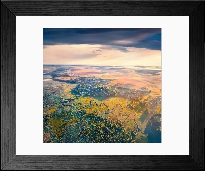Framed Print : Aerial summer view of flooded valley Framed Print : Aerial summer view of flooded valley