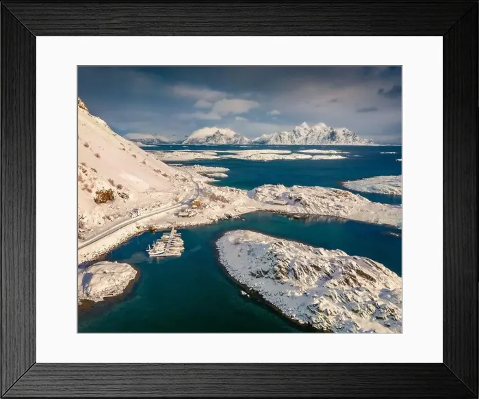 Framed Print : Attractive morning view from flying drone of Finnhamnen Framed Print : Attractive morning view from flying drone of Finnhamnen