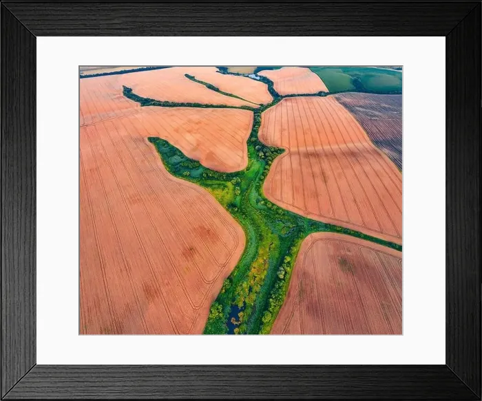 Framed Print : View from flying drone of Ukrainian countryside Framed Print : View from flying drone of Ukrainian countryside