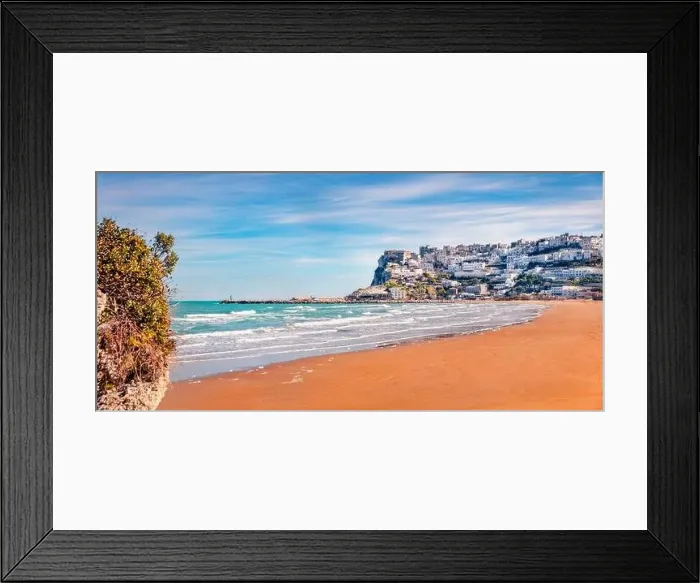 Framed Print : Panoramic summer view of Peschici public beach Framed Print : Panoramic summer view of Peschici public beach