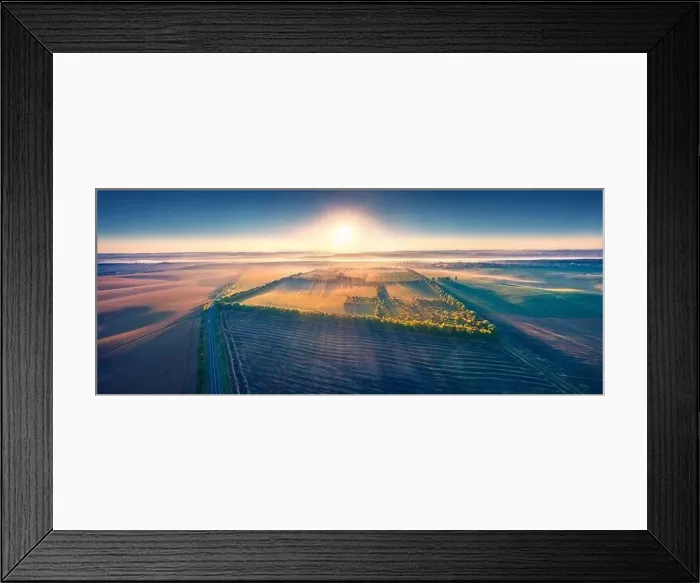 Framed Print : Panoramic summer view from flying drone of Ukrainian countryside Framed Print : Panoramic summer view from flying drone of Ukrainian countryside