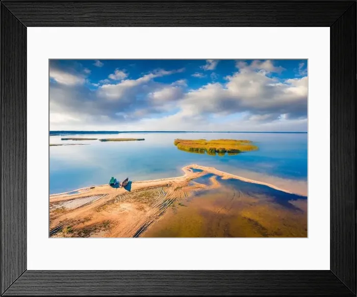Framed Print : Calm summer view from flying drone of Svityaz Lake Framed Print : Calm summer view from flying drone of Svityaz Lake
