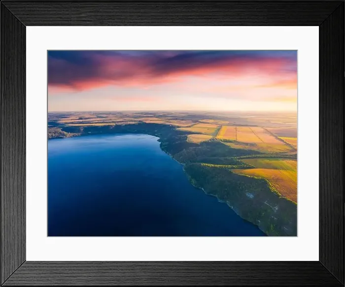 Framed Print : Sunny morning view from flying drone of the shore of Bakotska Bay Framed Print : Sunny morning view from flying drone of the shore of Bakotska Bay