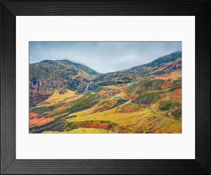 Framed Print : Gloomy morning view from flying drone of Maloya pass Framed Print : Gloomy morning view from flying drone of Maloya pass
