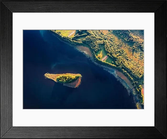 Framed Print : Straight down view of small islet on Krymne Lake Framed Print : Straight down view of small islet on Krymne Lake