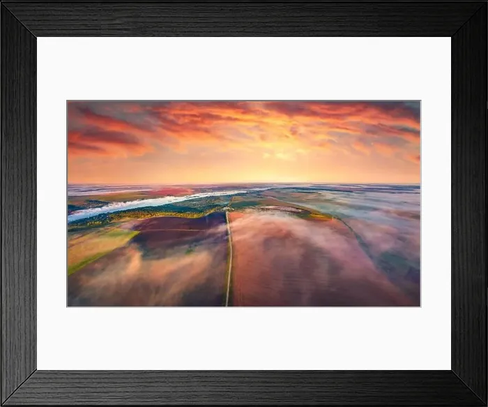 Framed Print : Aerial summer view from flying drone of plowed field Framed Print : Aerial summer view from flying drone of plowed field