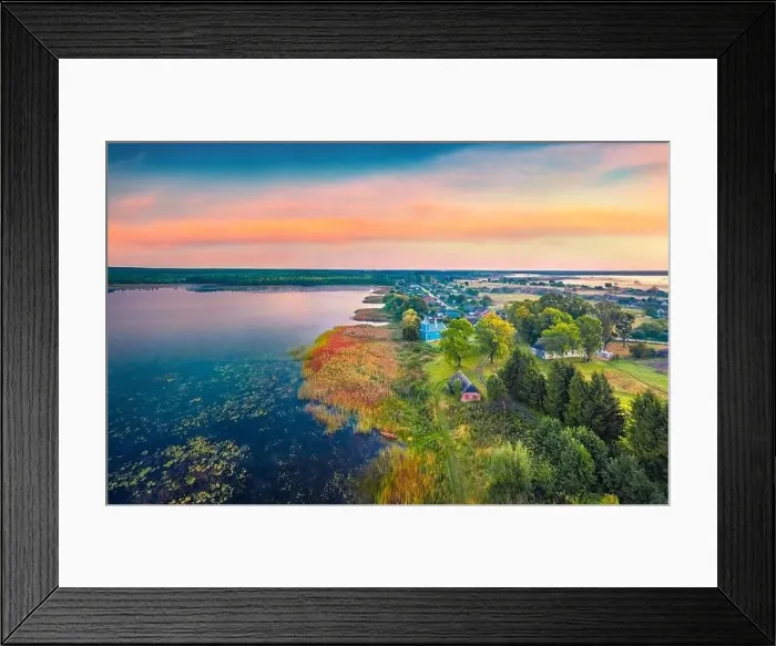 Framed Print : Fabulous view from flying drone of Ostrivianske Lake Framed Print : Fabulous view from flying drone of Ostrivianske Lake