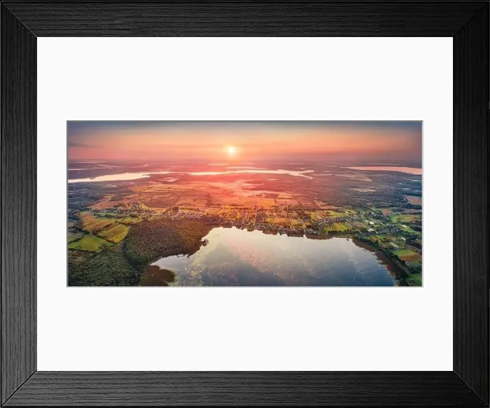 Framed Print : Panoramic view from flying drone of Ostrivianske Lake Framed Print : Panoramic view from flying drone of Ostrivianske Lake