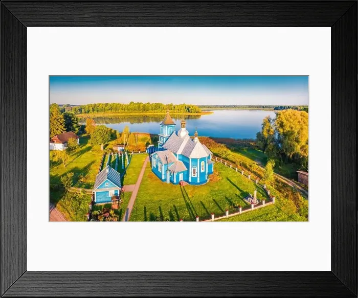Framed Print : Stunning summer view from flying drone of Kazansʹkoyi Ikony Presvyatoyi Bohorodytsi church Framed Print : Stunning summer view from flying drone of Kazansʹkoyi Ikony Presvyatoyi Bohorodytsi church