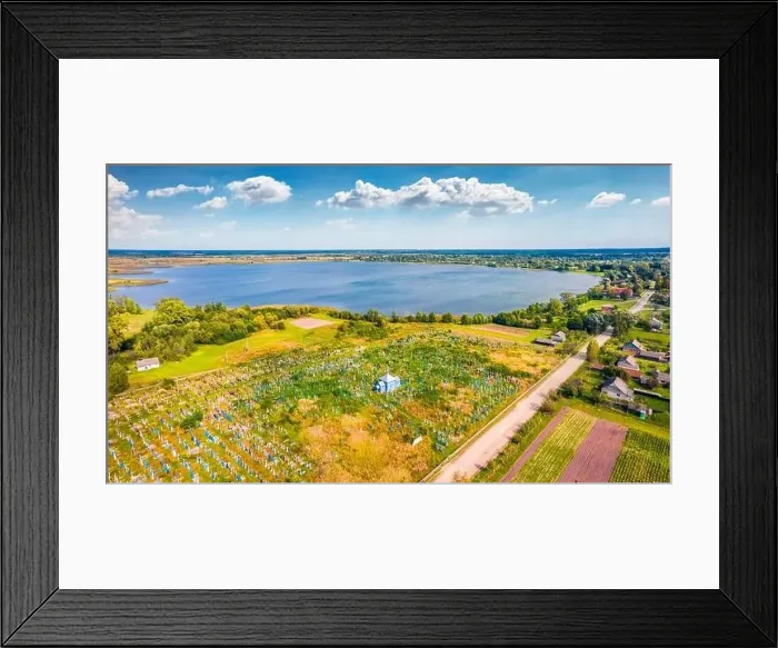 Framed Print : Colorful summer view from flying drone of Krymne village Framed Print : Colorful summer view from flying drone of Krymne village