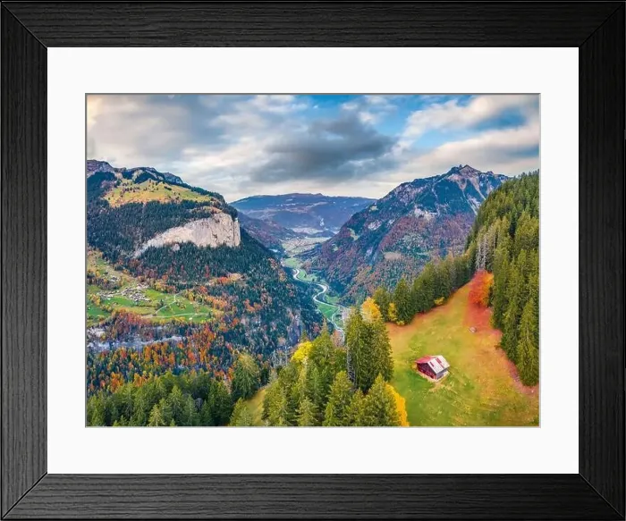 Framed Print : View from flying drone of Gsteigwiler village Framed Print : View from flying drone of Gsteigwiler village