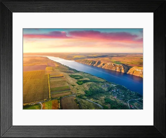 Framed Print : Breathtaking morning view from flying drone of canyon of Dnister river Framed Print : Breathtaking morning view from flying drone of canyon of Dnister river