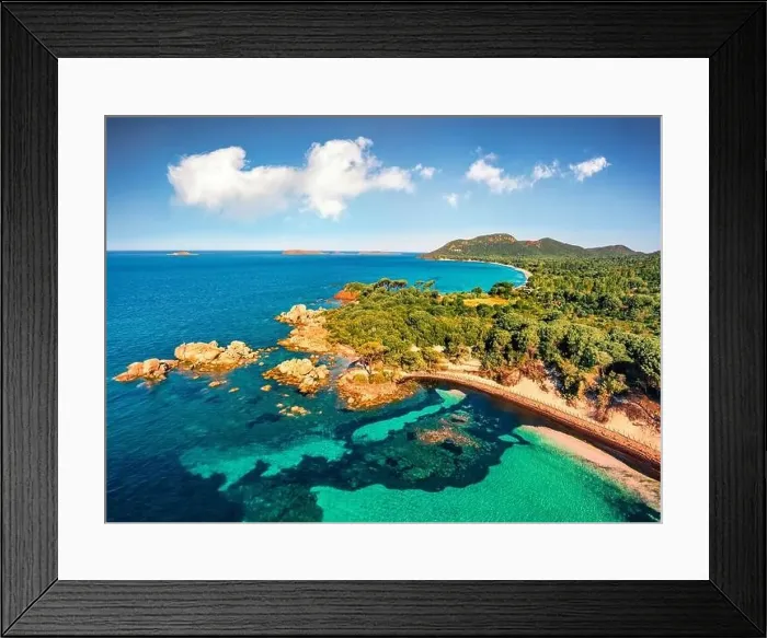 Framed Print : Superb view from flying drone of Tamaricciu beach Framed Print : Superb view from flying drone of Tamaricciu beach