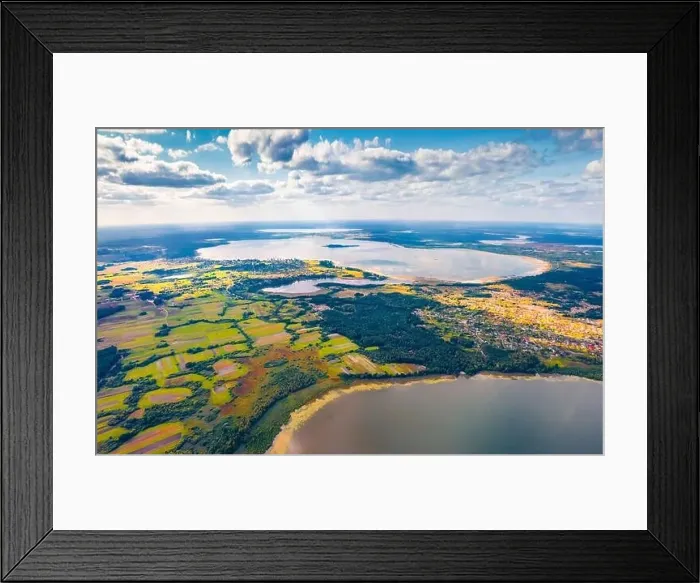 Framed Print : Colorful summer view from flying drone of Svityaz Lake Framed Print : Colorful summer view from flying drone of Svityaz Lake