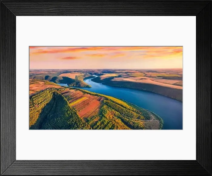 Framed Print : Unbelievable morning view from flying drone of canyon of Ushytsia river Framed Print : Unbelievable morning view from flying drone of canyon of Ushytsia river