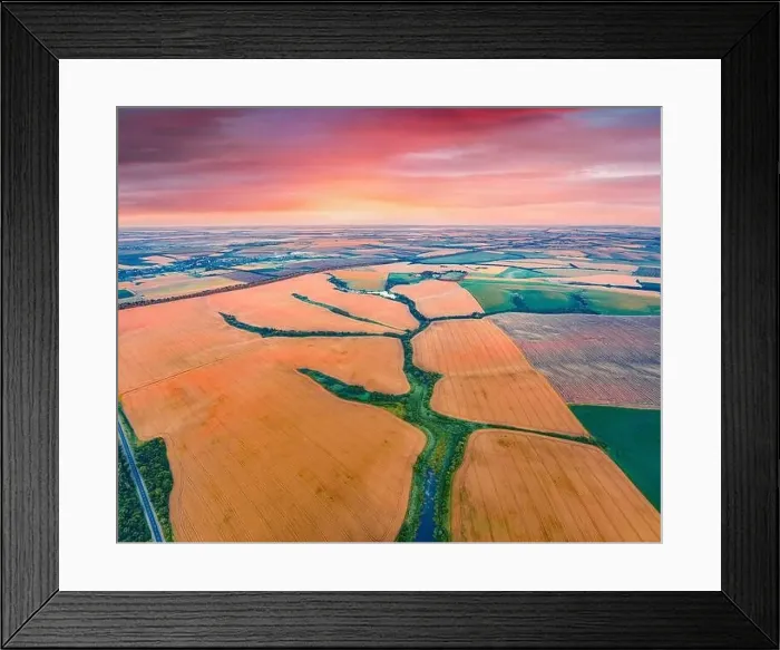 Framed Print : Captivating sunrise on Ukrainian countryside Framed Print : Captivating sunrise on Ukrainian countryside