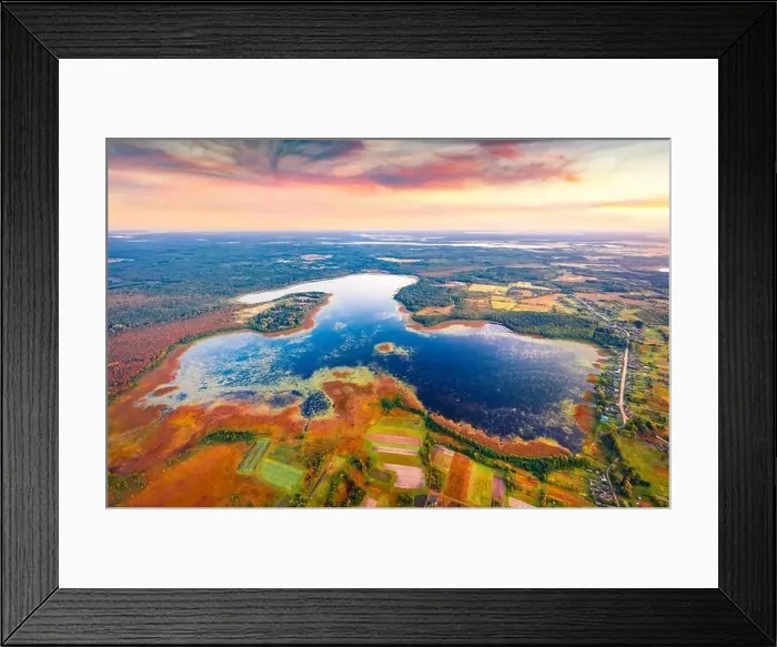 Framed Print : Gorgeous view from flying drone of Ostrivianske Lake Framed Print : Gorgeous view from flying drone of Ostrivianske Lake