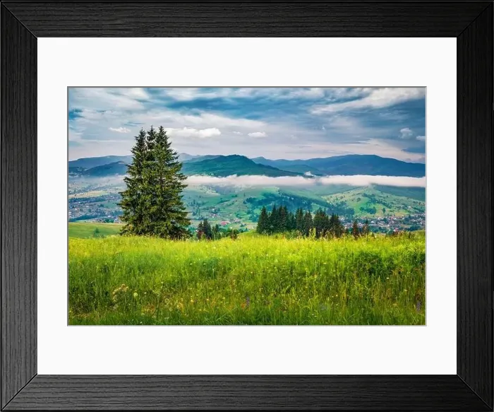 Framed Print : Yasinya village in morning mist Framed Print : Yasinya village in morning mist