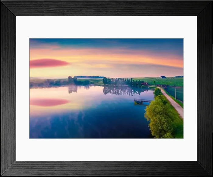 Framed Print : Exciting view from flying drone of Romanivka lake Framed Print : Exciting view from flying drone of Romanivka lake