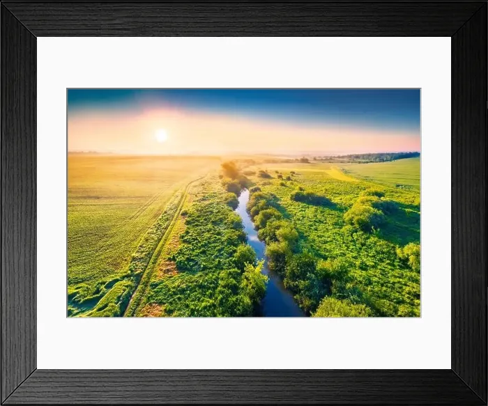 Framed Print : Colorful morning view from fliying drone of Strypa river Framed Print : Colorful morning view from fliying drone of Strypa river
