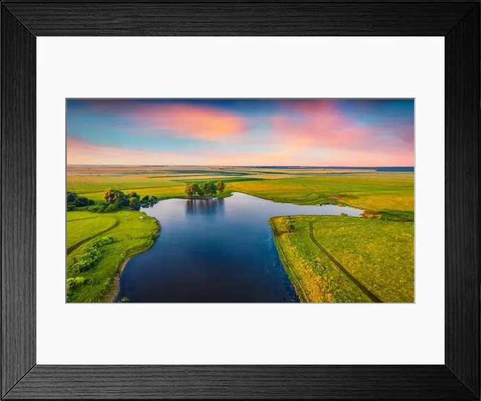 Framed Print : Wonderful summer sunrise on Stara Brykulia lake Framed Print : Wonderful summer sunrise on Stara Brykulia lake