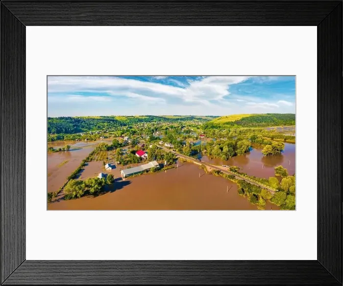 Framed Print : Flooded villages in western Ukraine Framed Print : Flooded villages in western Ukraine